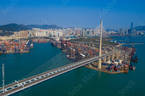 Top down view of Hong Kong container port