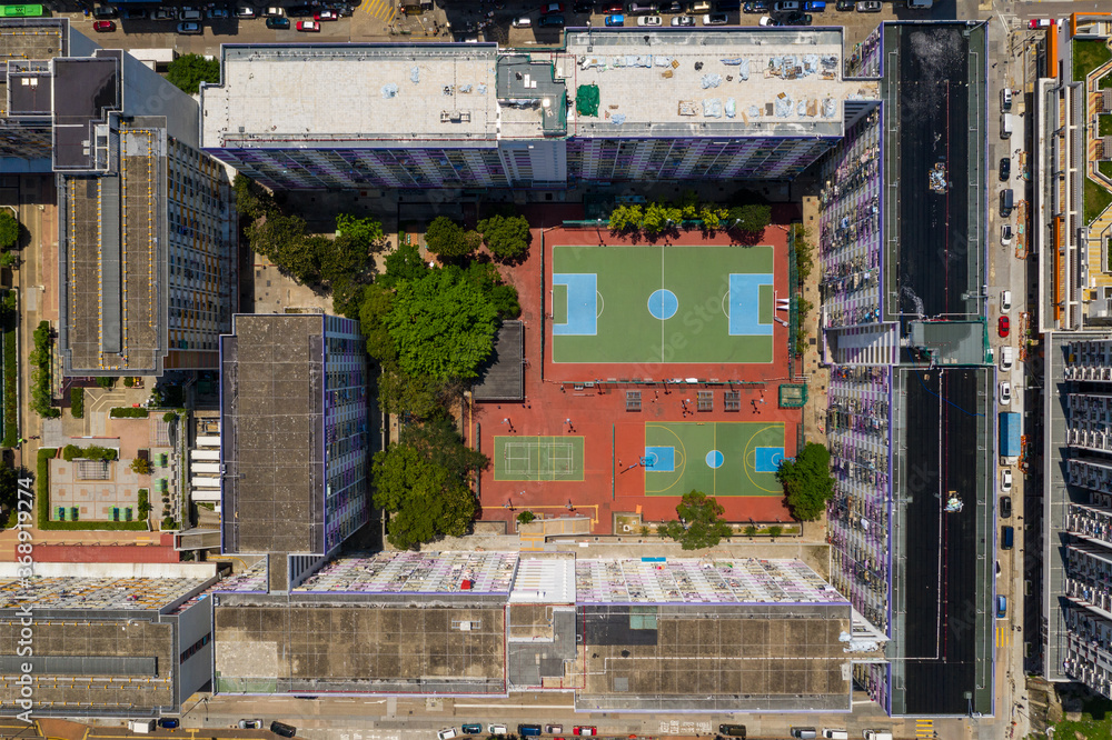 Top down view of Hong Kong public housing