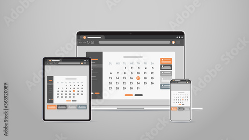 laptop tablet and smartphone screns cross platform application development adaptive user interface responsive web design horizontal vector illustration