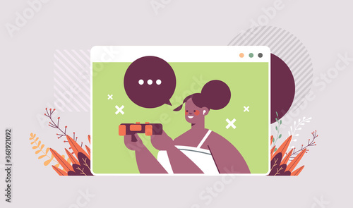 young woman playing video games african american girl having fun web browser window horizontal portrait vector illustration