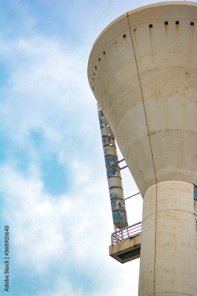 water tower on a blue sky, water supply tank, water supply on blue sky, Big water tank