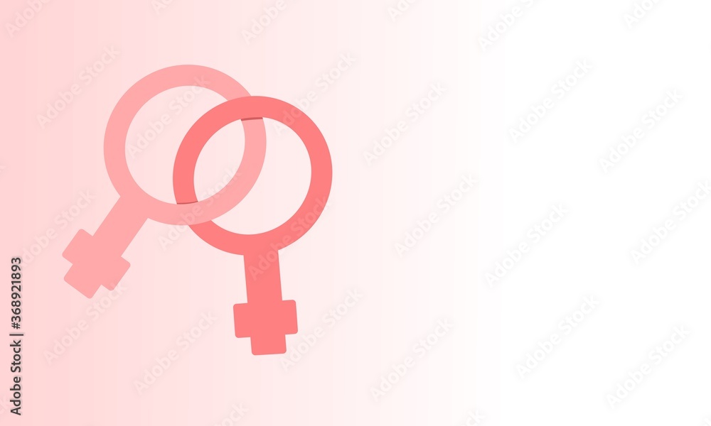 Two pink female symbols together and a  Gradient background.