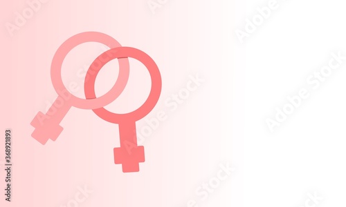 Two pink female symbols together and a  Gradient background.