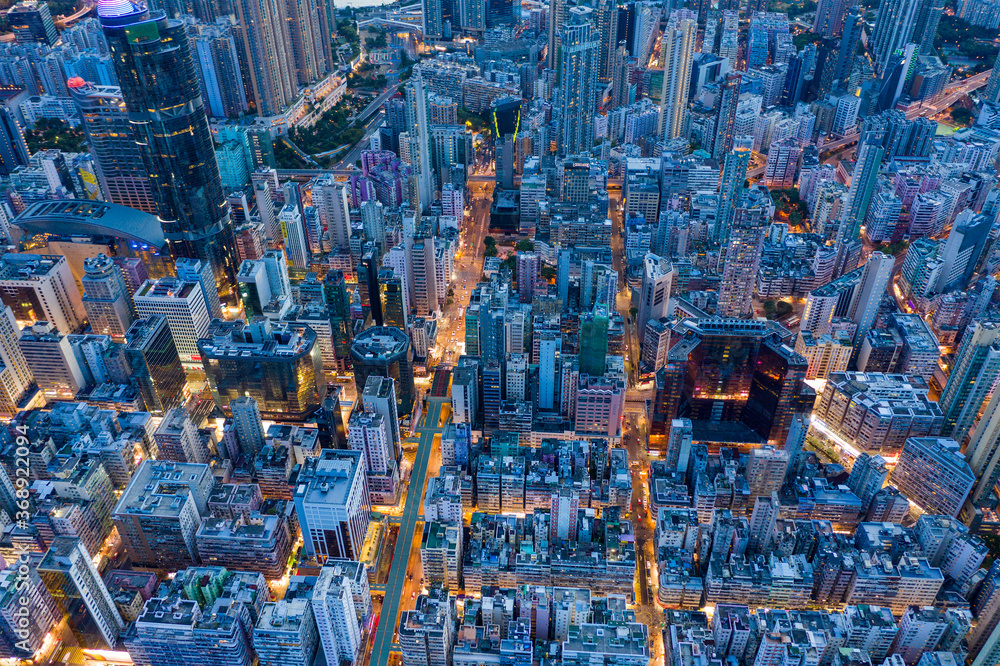 Top view of Hong Kong evening Top view of Hong Kong evening