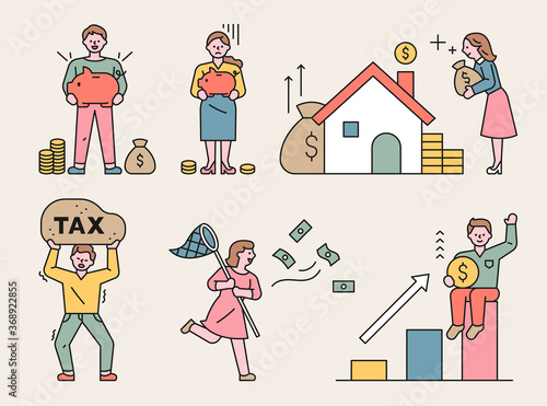 People who want to increase their wealth. flat design style minimal vector illustration.