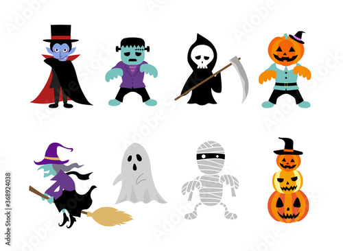 ハロウインのモンスターキャラクターのイラストセット