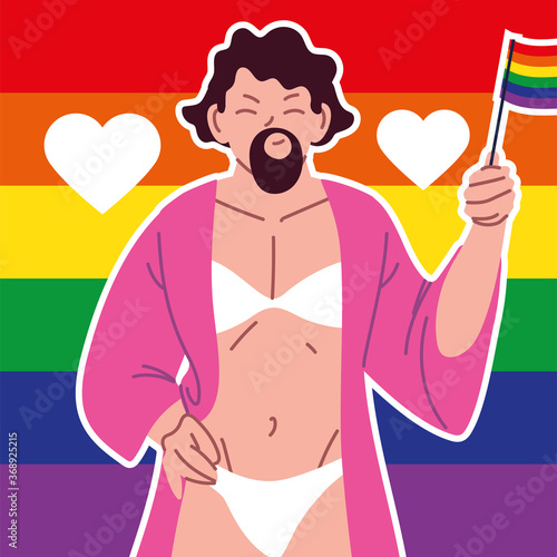 trasgender with beard, gay man, pride parade