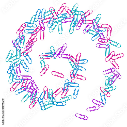 Stationary paperclips isolated on white background