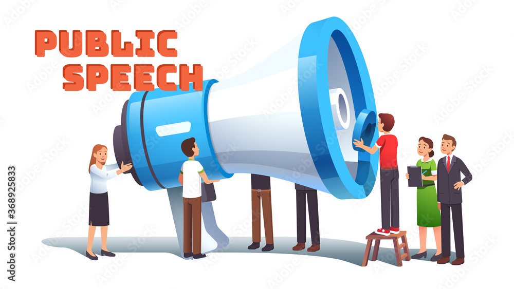 Woman public speech concept. Group of activists Woman public speech concept. Group of activists