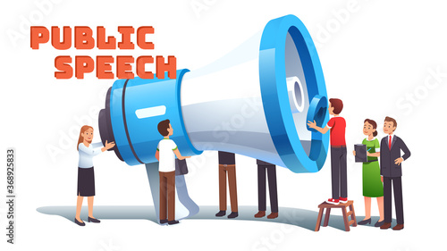 Woman public speech concept. Group of activists