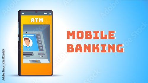 ATM. Cash machine on smart cellphone screen