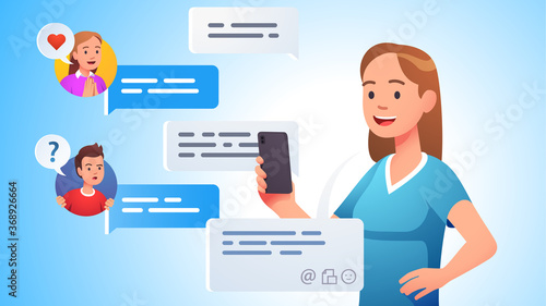 People group chatting messaging using chat app