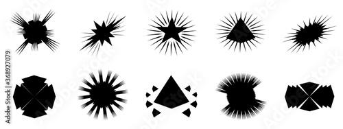 Collection of black color of starburst star burst logo banner design icon, abstract background texture pattern wallpaper vector illustration 