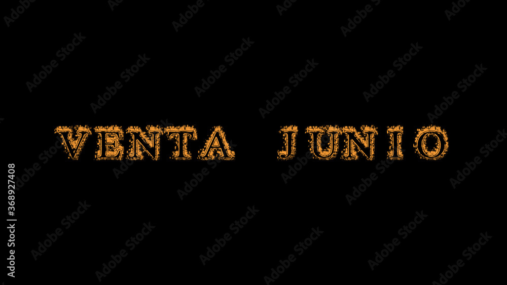 Venta junio fire text effect black background. animated text effect with high visual impact. letter and text effect. translation of the text is June Sale Venta junio fire text effect black background. animated text effect with high visual impact. letter and text effect. translation of the text is June Sale