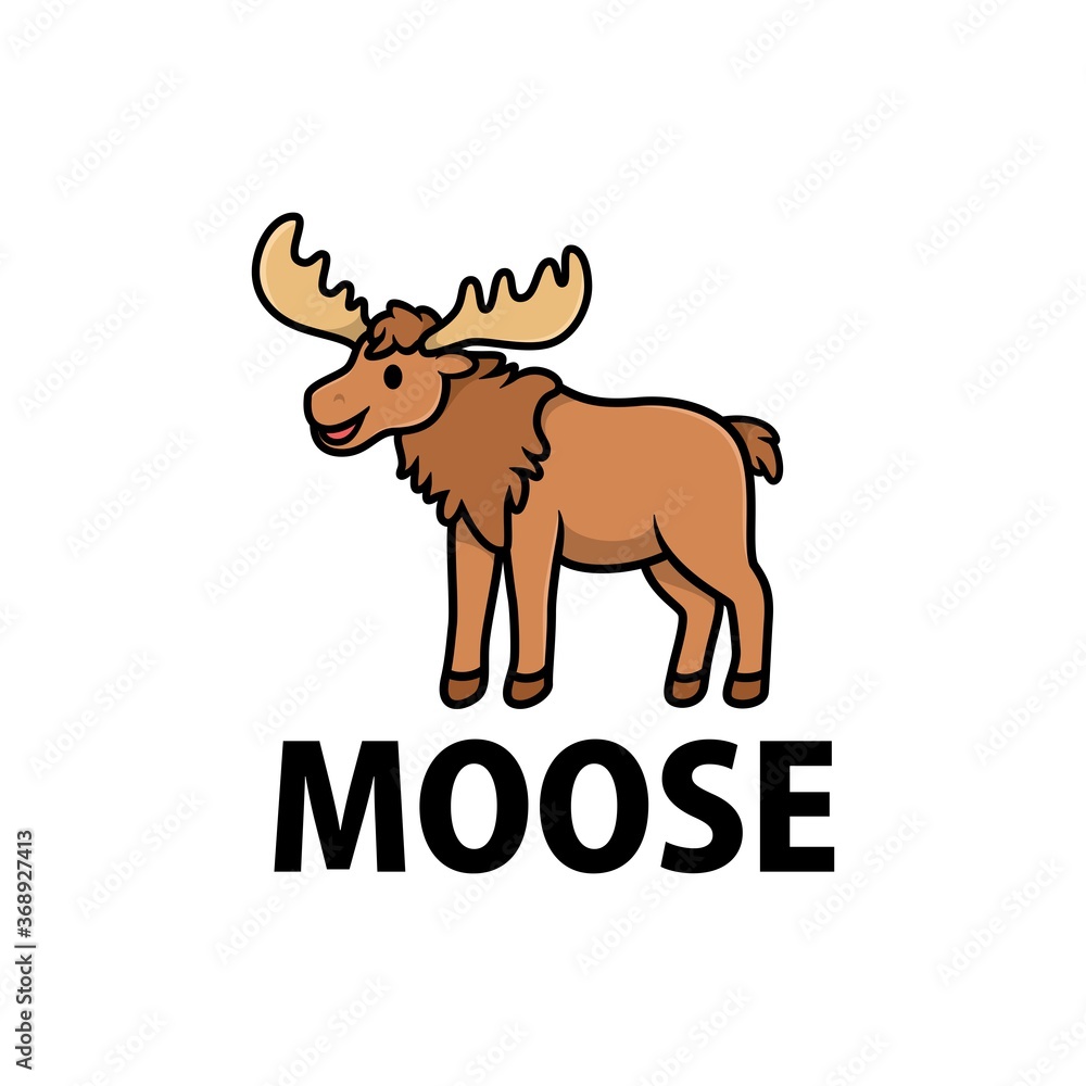 cute moose cartoon logo vector icon illustration