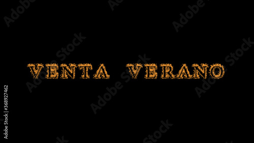 Venta verano fire text effect black background. animated text effect with high visual impact. letter and text effect. translation of the text is Summer Sale