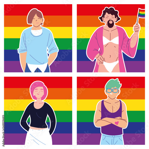 set of cards with people and LGBTQ pride flag