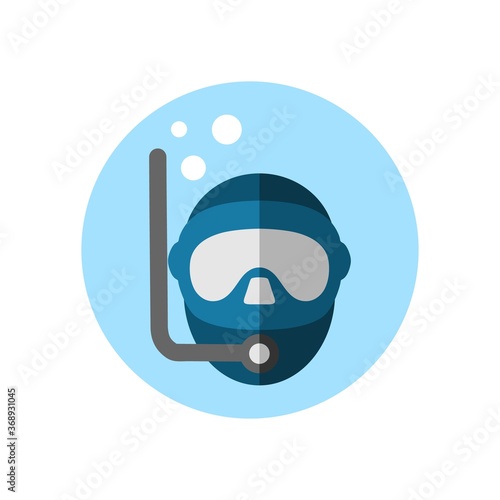 Ocean Diver Flat Icon Illustration Isolated White Background