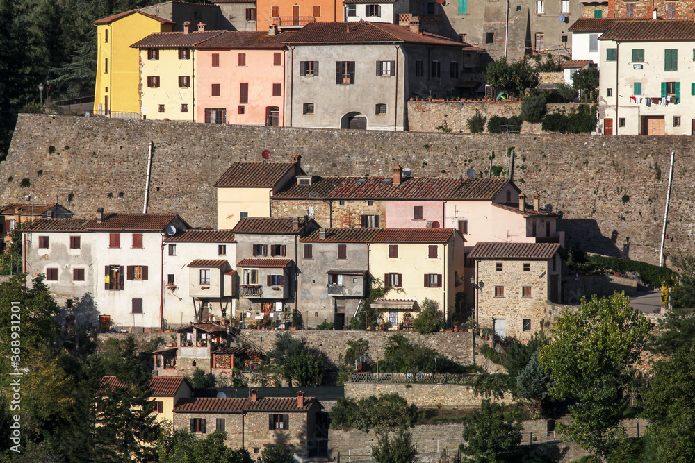 20-10-2015 Monterchi - Arezzo (Italy).A partial view of the walls and some houses of the Borgo di Monterchi.