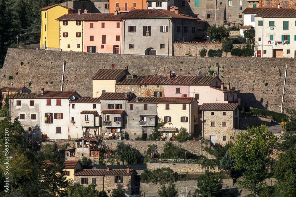20-10-2015 Monterchi - Arezzo (Italy).A partial view of the walls and some houses of the Borgo di Monterchi. 20-10-2015 Monterchi - Arezzo (Italy).A partial view of the walls and some houses of the Borgo di Monterchi.