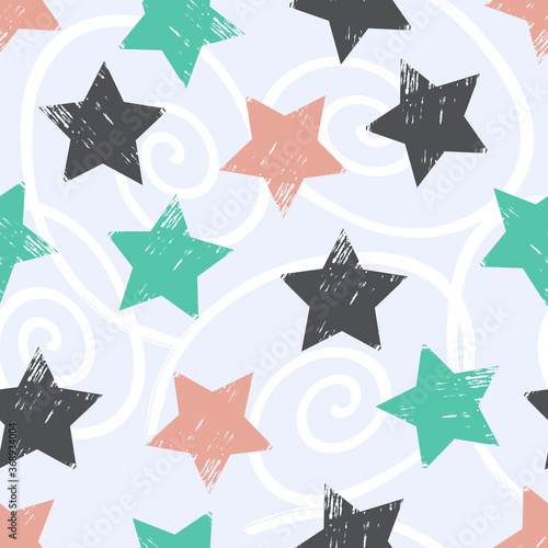 Vector seamless pattern design. Repeated background with stars 