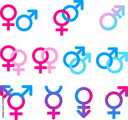 トランスジェンダーなど男女の性別のシンボルをまとめたアイコンセット