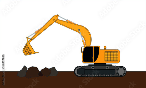 dig truck or backhoe truck drawing in vector