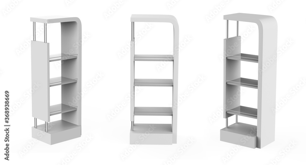 Display stand, retail display stand for product , display stands isolated on white background. 3d illustration Display stand, retail display stand for product , display stands isolated on white background. 3d illustration