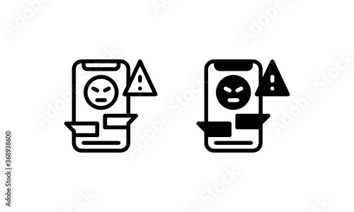 Cyberbullying, Caution Bully Angry Icon, Logo, Vector
