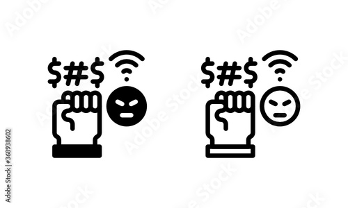 Cyberbullying, Abuse Online Bully Icon, Logo, Vector
