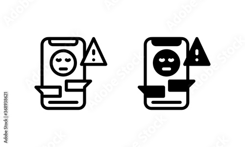 Cyberbullying, Caution Bully Icon, Logo, Vector