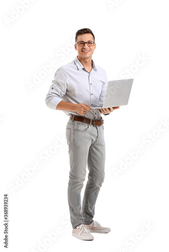 Male programmer with laptop...