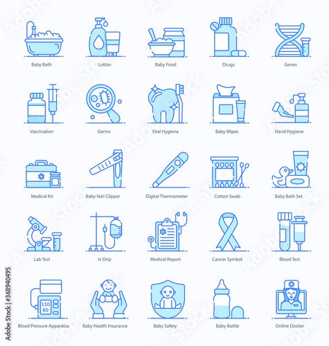 Pack of Baby Hygiene Flat Icons