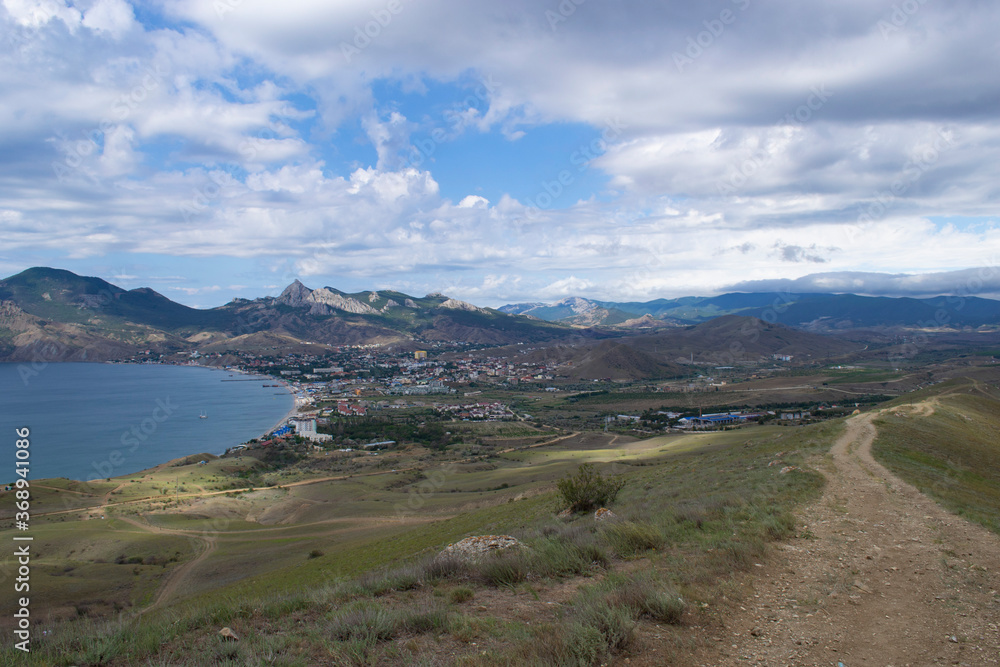 View from the mountain to the village of Koktebel in the Crimea.