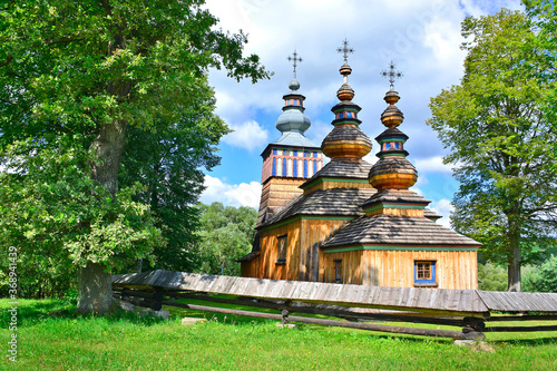Wooden orthodox church in village of Swiatkowa Mala near Krempna, Low Beskids (Beskid Niski), Poland