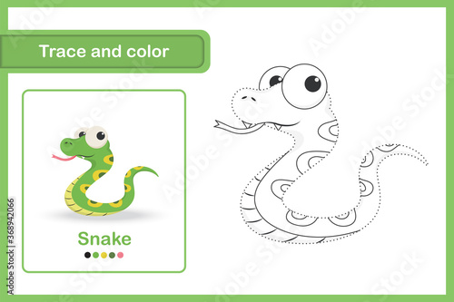 Drawing worksheet Trace and colour   Snake