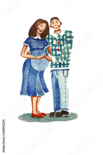 Wallpaper Mural illustration with a pregnant woman and a man Torontodigital.ca