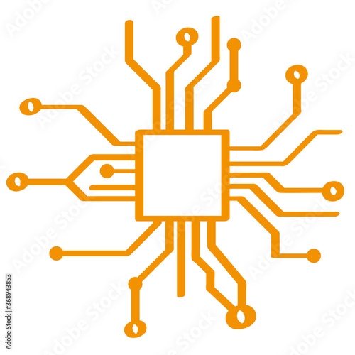 Handgezeichneter Mikrochip in orange