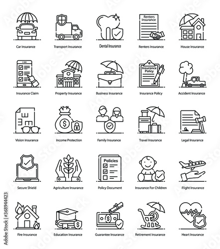 
Insurance In Modern line Style Pack 
