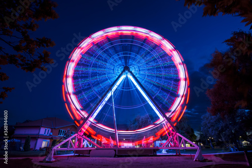 Ferris wheel go around at Lake Balaton at night