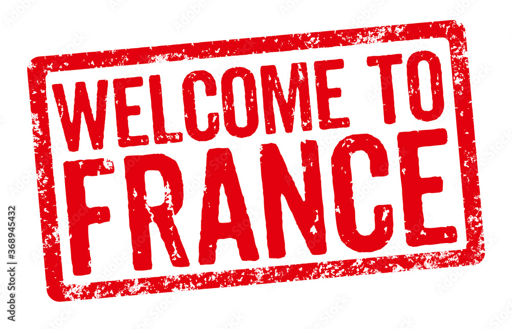 Red stamp on a white background - Welcome to France Red stamp on a white background - Welcome to France