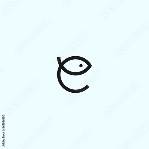 e fish logo vector silhouette icon