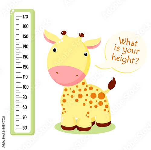 Height chart with cute baby giraffe