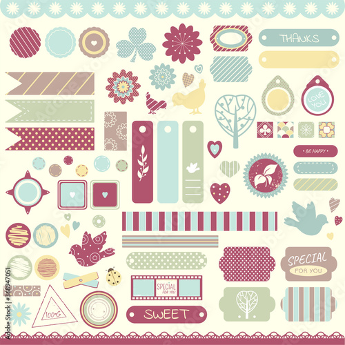Set of vintage scrapbooking vector elements