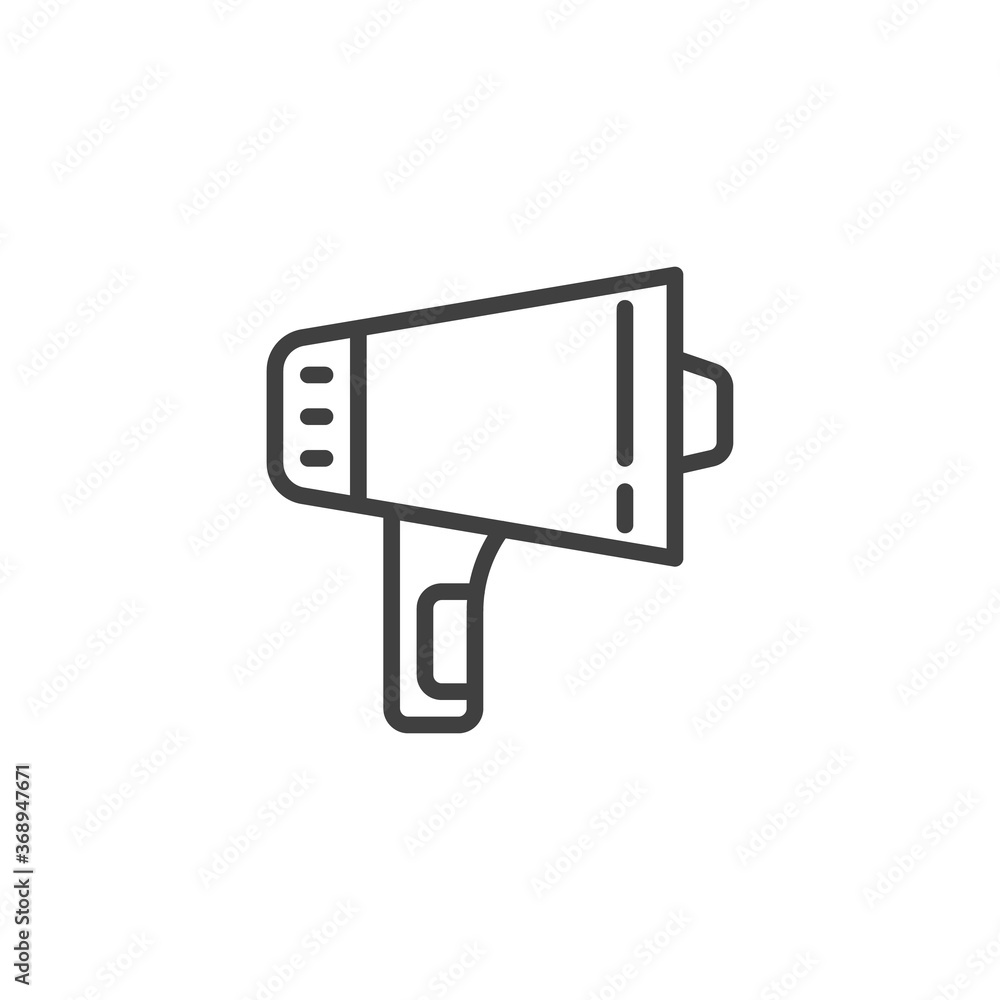 Megaphone line icon. linear style sign for mobile concept and web design. Loudspeaker outline vector icon. Symbol, logo illustration. Vector graphics Megaphone line icon. linear style sign for mobile concept and web design. Loudspeaker outline vector icon. Symbol, logo illustration. Vector graphics