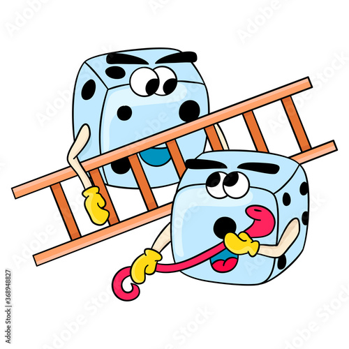 snake and ladder games cartoon mascot