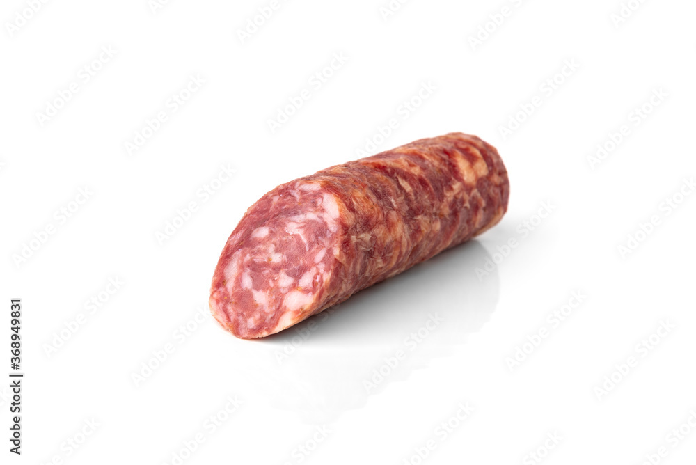 Sausage salami isolated on white background. Sausage salami isolated on white background.