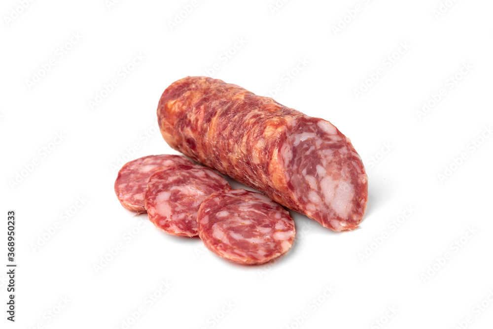 Sausage salami isolated on white background. Sausage salami isolated on white background.