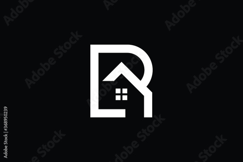 Logo design R in vector for construction, home, real estate, building, property. creative elegant Monogram. Premium Business home logo icon. White color on black background