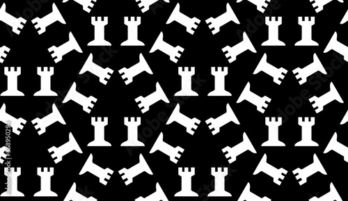 Seamless pattern with Chess rook. Endless background. Vector illustration.